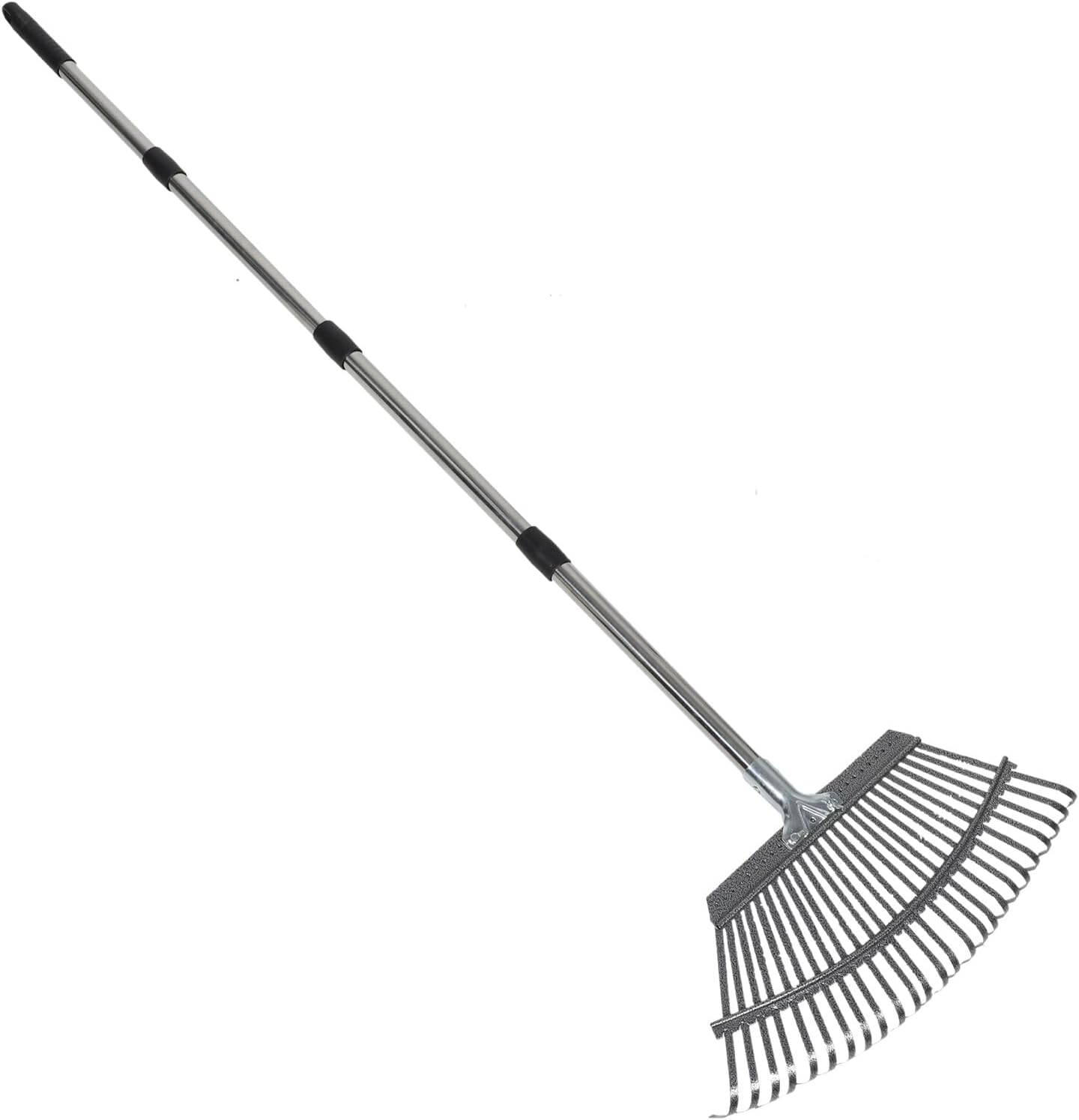 BESPORTBLE Adjustable 25 Tines Garden Leaf Rake with 62-inch Long Metal Handle for Lawn and Shrub Weeding, Multi-Purpose Cleaning Rake for Garden and Grass Maintenance