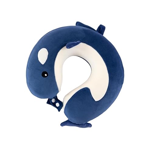 Aoccqkf漫画の動物のネックピロー、子供用旅行用枕、低反発ネックピロー、動物の形のネックピロー、洗える睡眠枕、簡単に持ち帰ることができ、快適です。 (D)