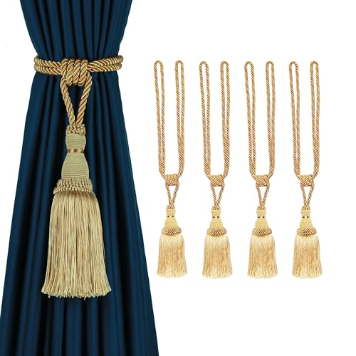 BEL AVENIR 2 Pack Curtain Tiebacks Tassel Drapery Tie-Backs Rope