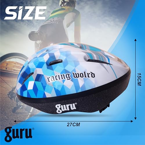Image of GURU Cycling Helmet, Light Weight with Superior Ventilation, Helmet for Mountain, Road Bike & Skating Helmet with Premium Black EPS Foam Lining, Ideal for Adults and Kids