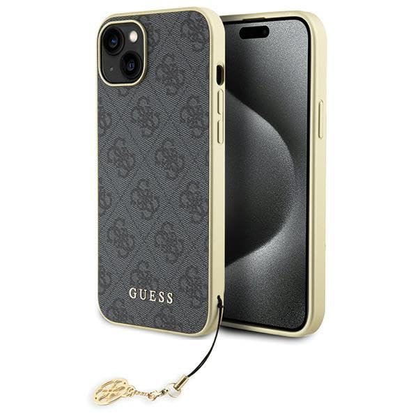 GUESS Custodia Guess GUHCP15MGF4GGR per iPhone 15 Plus 6.7" rigida grigia 4G Collezione Charms