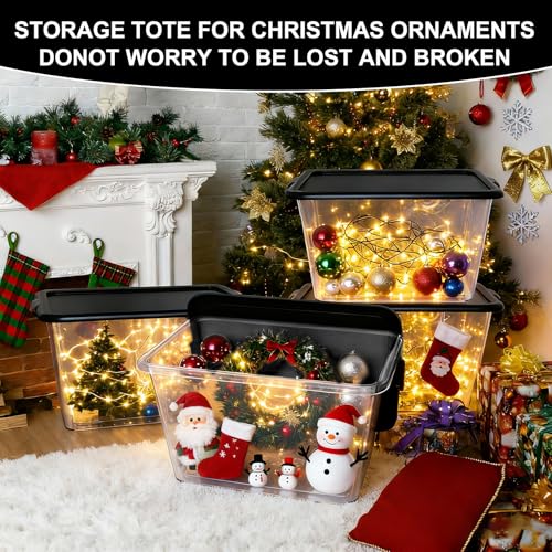 Image of SIMPLYKLEEN Storage Totes with Lids - Made in USA 14.5-Gallon (58-Quart) 4-Pack Clear Plastic Storage Bins with Black Lids Storage Containers Large Storage Boxes Organizer for Home, Office, and Garage