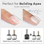 modelones Builder Nail Gel with Gel Top and Base Coat, 3Pcs Clear Builder Nail Kit for Thickening Apex Building Extension Rhinestone Gel Tips Glue, U/V LED Lamp Cured for Home DIY Salon Girls - Image 4
