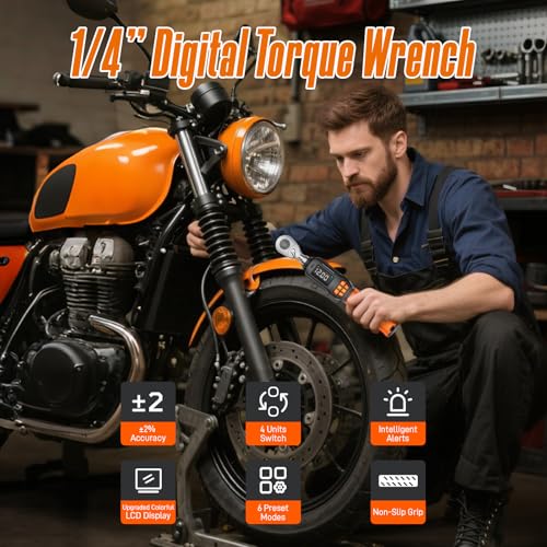 Fanwiike Digital Torque Wrench 0.44-8.8 Ft.lb/0.6-12 Nm, 1/4" Drive In lb Torque Wrench Set with Buzzer & LCD Indicator Electronic Rachet Torque Wrench for Bike Motor Car Auto Repair by Fanwiike - Used condition - Image 4