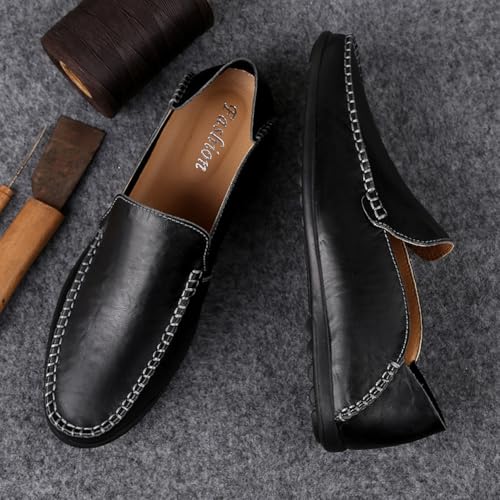 Men's Casual Genuine Leather Slip On Soft Driving Walking Shoes Penny Loafer Flats Shoes4