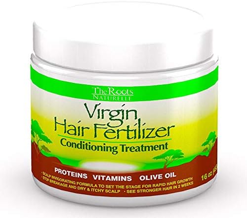 The Roots Naturelle Virgin Hair Fertilizer Conditioning Treatment. Helps Strengthen Hair, Promote Rapid Hair Growth and Protect/Restore Damaged Hair (Large 16oz)