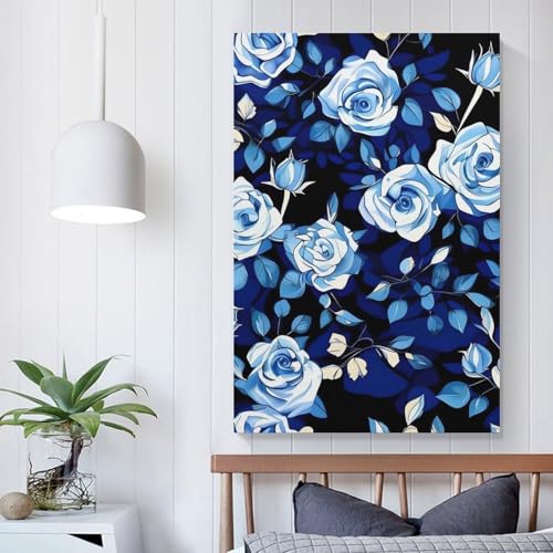 Impression sur toile moderne fleurs bleues déco murale