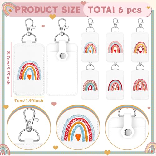 Image of Liliaafar 6 Pcs Classroom Doorbell Holder Doorbell Holder for Teachers Lanyard Back to School Rainbow Leather Class Bell Keychain Case Gift for Classroom Teacher Must Haves