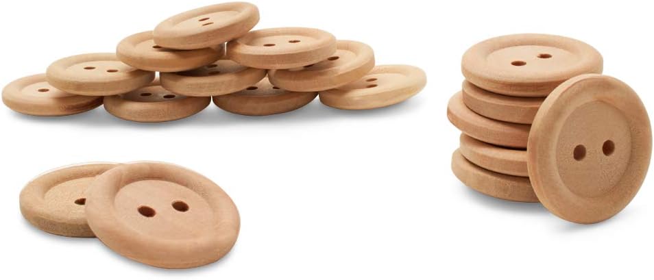 Unfinished Wooden Buttons for Crafts and Sewing 3/4 inch Bulk Pack of 100 Decorative Buttons by Woodpeckers