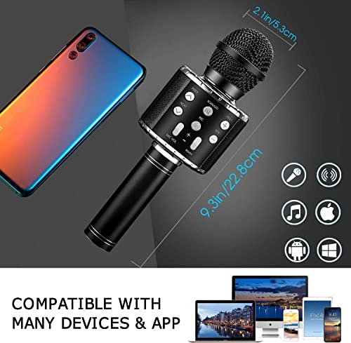 Shinepick Karaoke Microphone, 4 In 1 Wireless Microphone With Led Lights Handheld Portable Karaoke Machine, Home Ktv Player, Compatible With Android & Ios Devices(Black) #TOP5