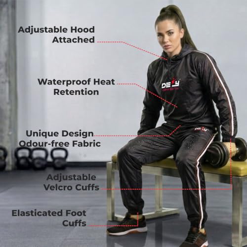 Image of DEFY Heavy Duty Sauna Suit for Weight Loss Full Body Wrap Hoodie Men Women Anti-Rip Sweat suit Gym Workout Exercise Gear
