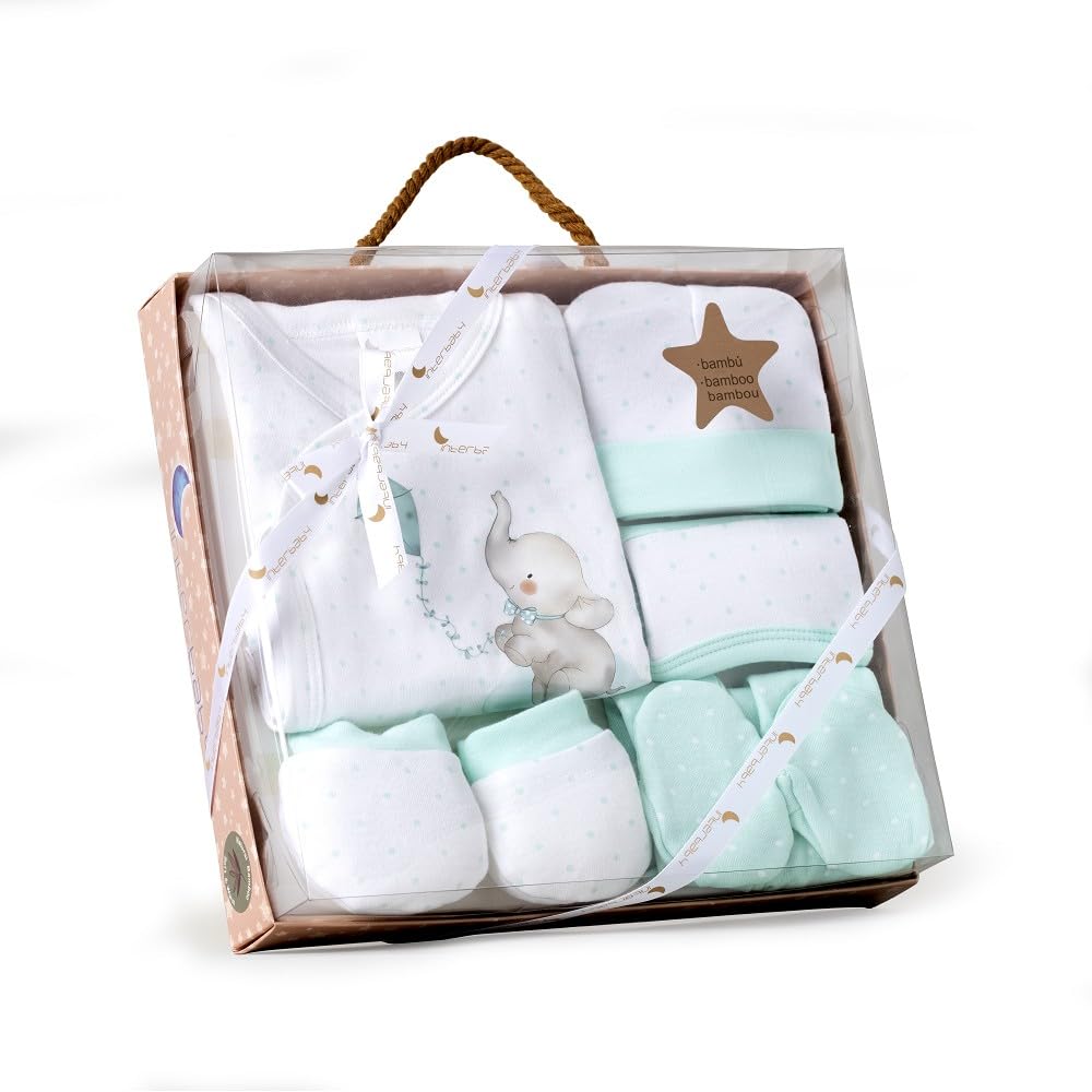Interbaby Set Regalo Bebé 5 Piezas, modelo Elefantito, Verde