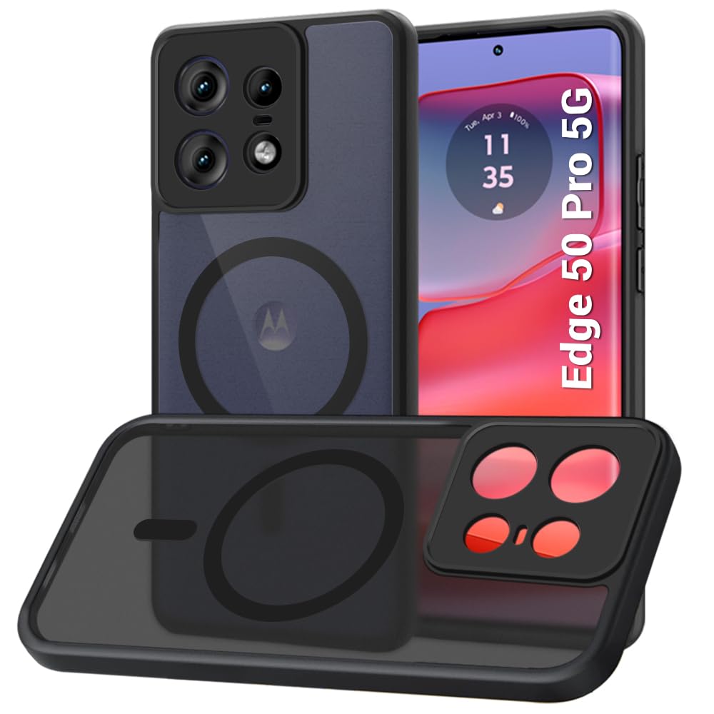 TheGiftKart TPU+PC Hybrid Case for Moto Edge 50 Pro 5G Black - Image 1
