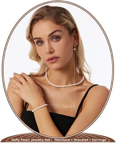 Pearl Necklace 6MM8MM Dainty Round Imitation Pearl Choker Necklace Wedding Pearl Necklace Delicate Jewelry for Women Simple Bridesmaid Jewelry Gifts