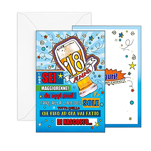 Arkraft Biglietto Auguri Di Compleanno 18 Anni Con Glitter (Maschile, A-018B)