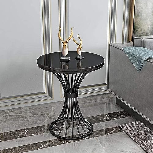 Image of Side Table, Round White Modern Home Decor Coffee Tea End Table for Living Room, Bedroom and Balcony (Black)