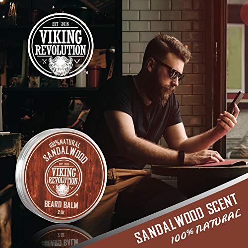 Viking Revolution Beard Balm With Sandalwood Scent And Argan & Jojoba Oils- Styles, Strengthens & Softens Beards & Mustaches - Leave In Conditioner Wax For Men (1 Pack) #TOP3