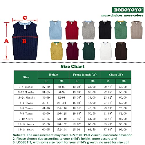 Boboyoyo Boys Sweater Vest Unisex Cable Knit 100% Cotton Toddler Uniform Vest For Little Big Teenage Boy Girls Childrens Kids Classic Red #TOP5