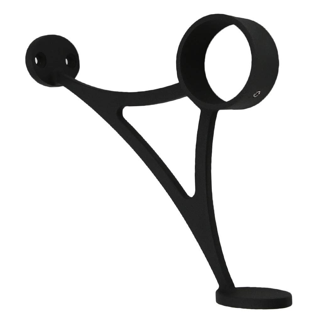 Solid Bar Mount Foot Rail Kit, Matt Black Stainless Steel Tubing w/Internal Connector, Combination Foot Rail Brackets (Tapered End Cap, 10 ft (60 in x 2))