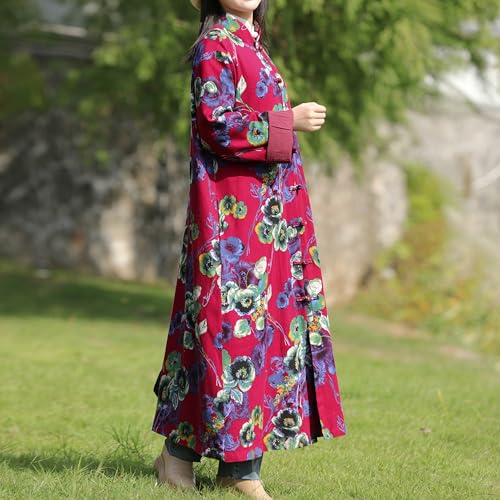LUZU JUNU Women's Trench Coat Floral Print Jacket Cottagecore Clothing Casual Plus Size multicolored Outerwear4