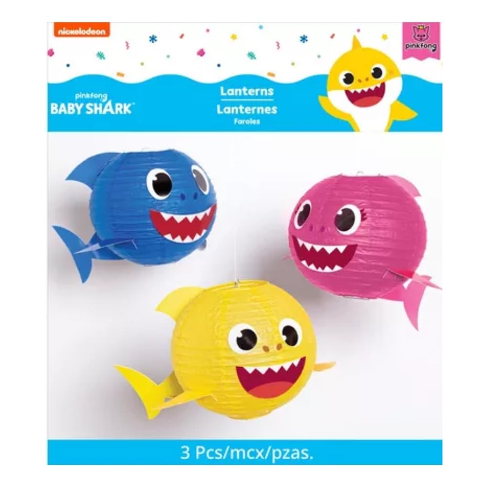 amscan Baby Shark Paper Party Lanterns - 11.75
