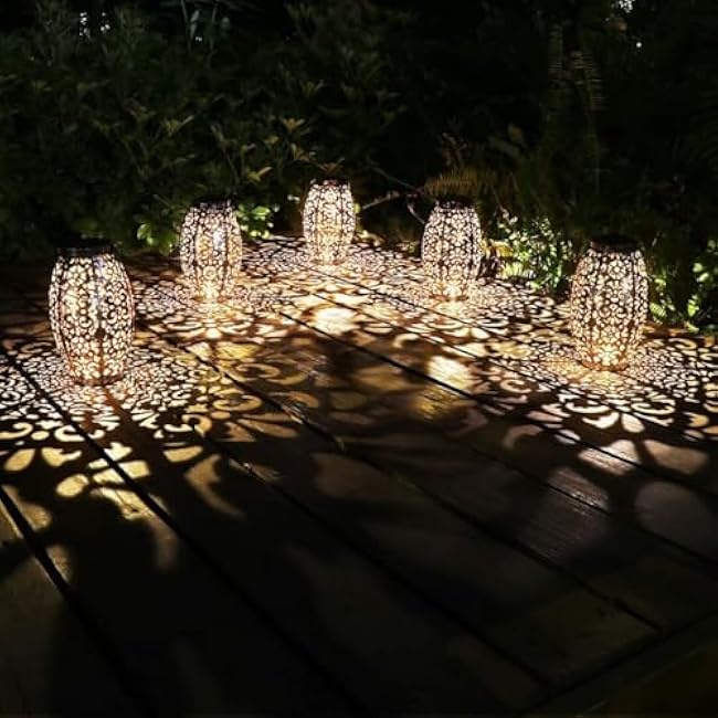 Kaixoxin 2 Pack Solar Lantern Lights for Hanging or Table Outdoor Solar Light for Patio Courtyard Garden (Silver-2pack)