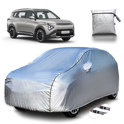 Image of Continental [SilverGuard] Dual Belts Extra Protection Kia Carens Clavis Car Cover (2025-2026) Build with Triple Stitched,Waterproof & Dustproof Car Cover for Carens Clavis (Metallic Silver).