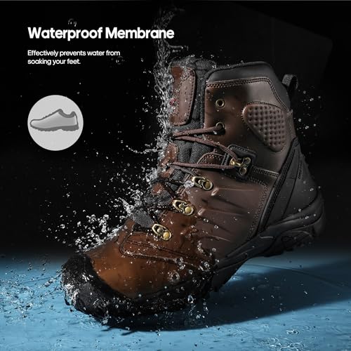 NORTIV 8 NORTIV 8 Men's Safety Steel Toe Work Boots Breathable Ankle Industrial Construction Boots,Size 10.5,Dark Brown,SNIC242M