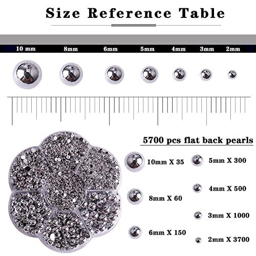 Makandup 6000 Pcs Nail Pearls For Nails Art,Silver Half Pearls For Crafts,Flatback Pearls For Face Eyes Makeup,Round Flat Back Pearl For Charms Diy Crafting Decorations Accessories #TOP1