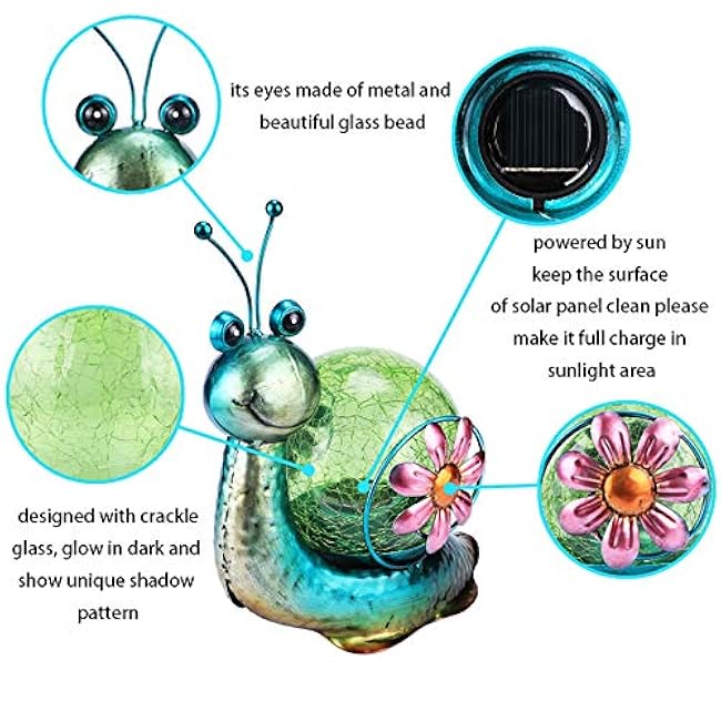 MUMTOP Solar Lantern Outdoor Waterproof LED Solar Lights Snail Decorative Tabletop Lanterns for Patio Garden Table Decor