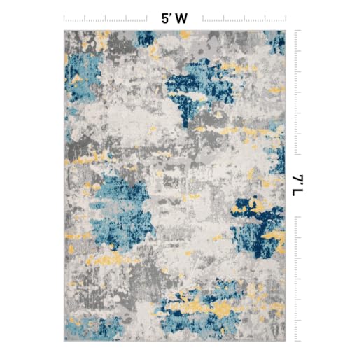 Image of Rugshop Abstract Transitional Non-Shedding Area Rug Cream 5' x 7'