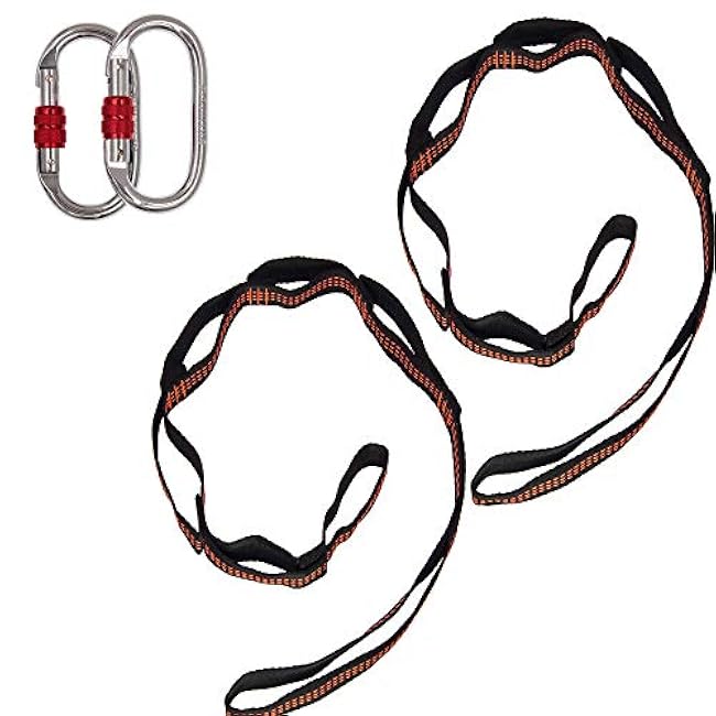 Set of 2 Carabiners & 2 Daisy Chains - Accessories for Easy Installation & Extending The Length of Aerial Silks Fabric, Aerial Yoga Hammock, Antigravity Inversion Pilates, Sensory Swing