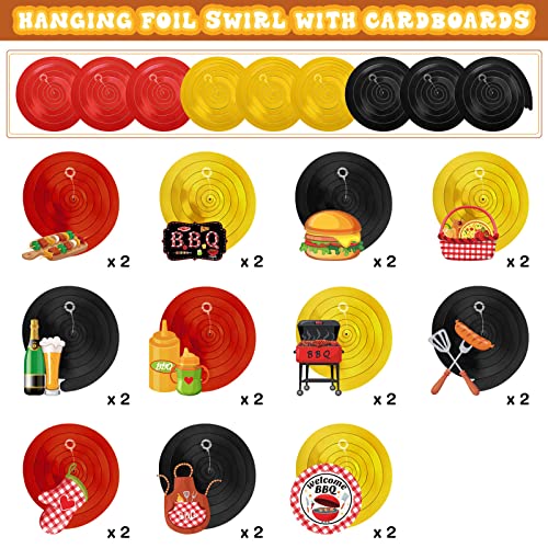 Image of Ireer 52 Pcs Summer Picnic Party Hanging Decor Picnic Birthday Hanging Swirl BBQ Decoration Swirls for Barbecue Decor for Birthday Carnival Summer BBQ Party Supplies Decoration (Classic)