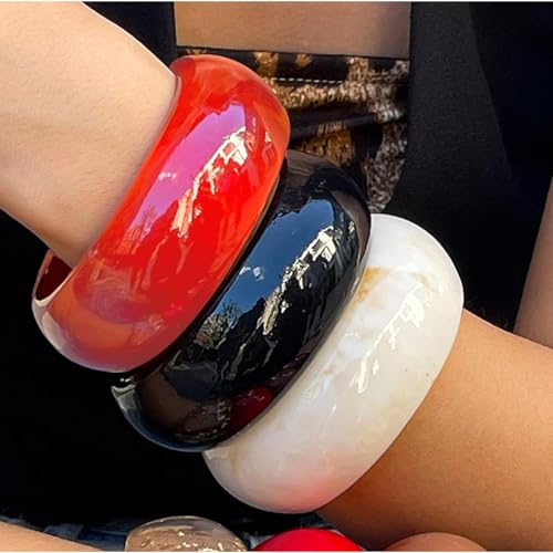 Acrylic Chunky Bangles Bracelets for Women Trendy Colorful Resin Bangles Chunky Bangle Cuff Irregular Wristbands Resin Jewelry Gifts 5