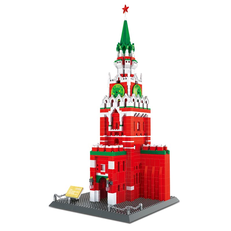 Image of Russian Spasskaya Tower Of Moscow Kremlin Russia Building Blocks Set (1047 Pcs,6+ Years) Box|Diy Learning Toys For Childrens,World'S Great Architecture Series,Multi