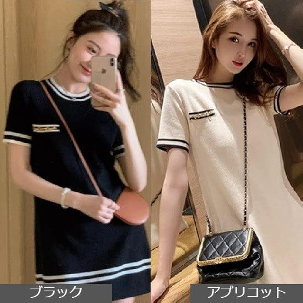 Amazon.co.jp: Aラインワンピース レディース 膝丈 半袖 ラウンド