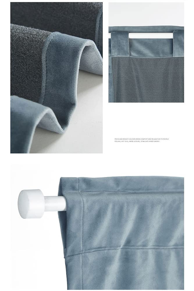GUOCU Verdunklungsvorhang Blickdicht Samtvorhänge mit Schlaufen Thermogardine Ösenvorhang Vorhang Samt Gardine Weich Schlafzimmer Wohnzimmer Lounge Grün2 214X160cm(1 Stück)