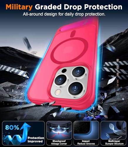 Image of Magnetic Compatible with iPhone 16 Pro Max Case, [Built-in Invisible Kickstand][Compatible with MagSafe][Military Grade Shockproof] Slim Translucent Matte Phone Case for iPhone 16 Pro Max 6.9 inch