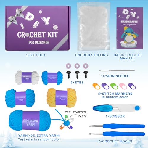 Image of Crochet Kit for Beginners Kids, Auoinge Beginner Crochet Kit for Adults