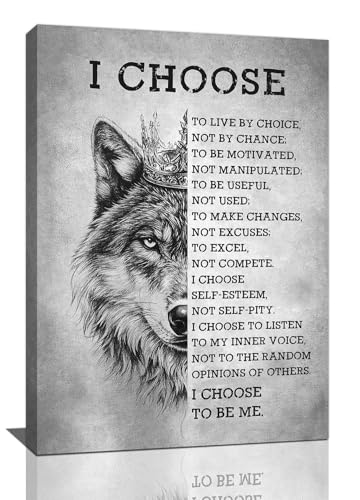 Wolf Wall Art Wolves Pictures Wall Decor Inspirational Poster Canvas Prints Framed Paintings Artwork Home Office Decorations for Bathroom Kitchen Bedroom Living Room 16"x24"