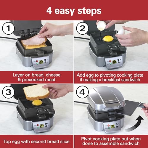 Hamilton Beach Sandwich Stacker Fast & Customizable Hot Sandwich Maker - image 4