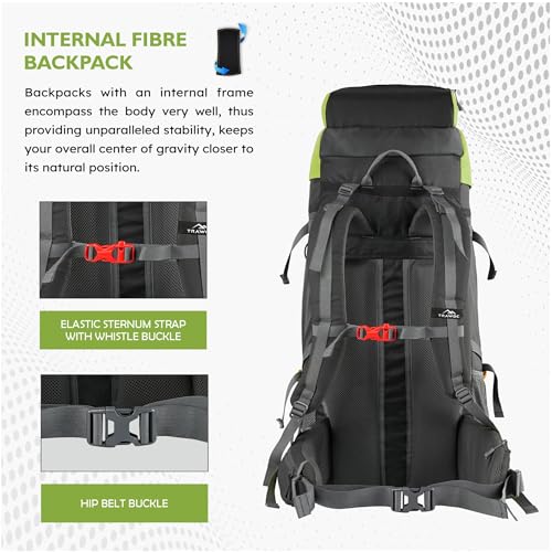 Image of TRAWOC TERRABOUND 60 Liter Camping Backpack Trekking Hiking Ruckssack Travel Bag Front & Top Loading Laptop /Rain Cover /Shoe Compartment, HK014
