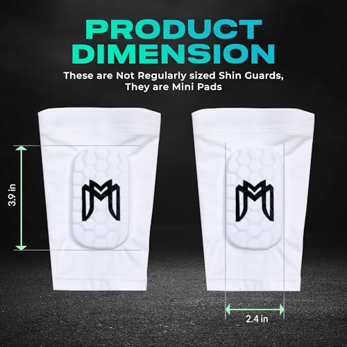 MediCaptain Mini Shin Guards Soccer – Built in Mini Shin Pad Sleeves for Men, Women, Teens – Small Shin Guards - Lightweight, Breathable, Shin Defender Leg Protection (White, Mini (3.9 x 2.4 in))