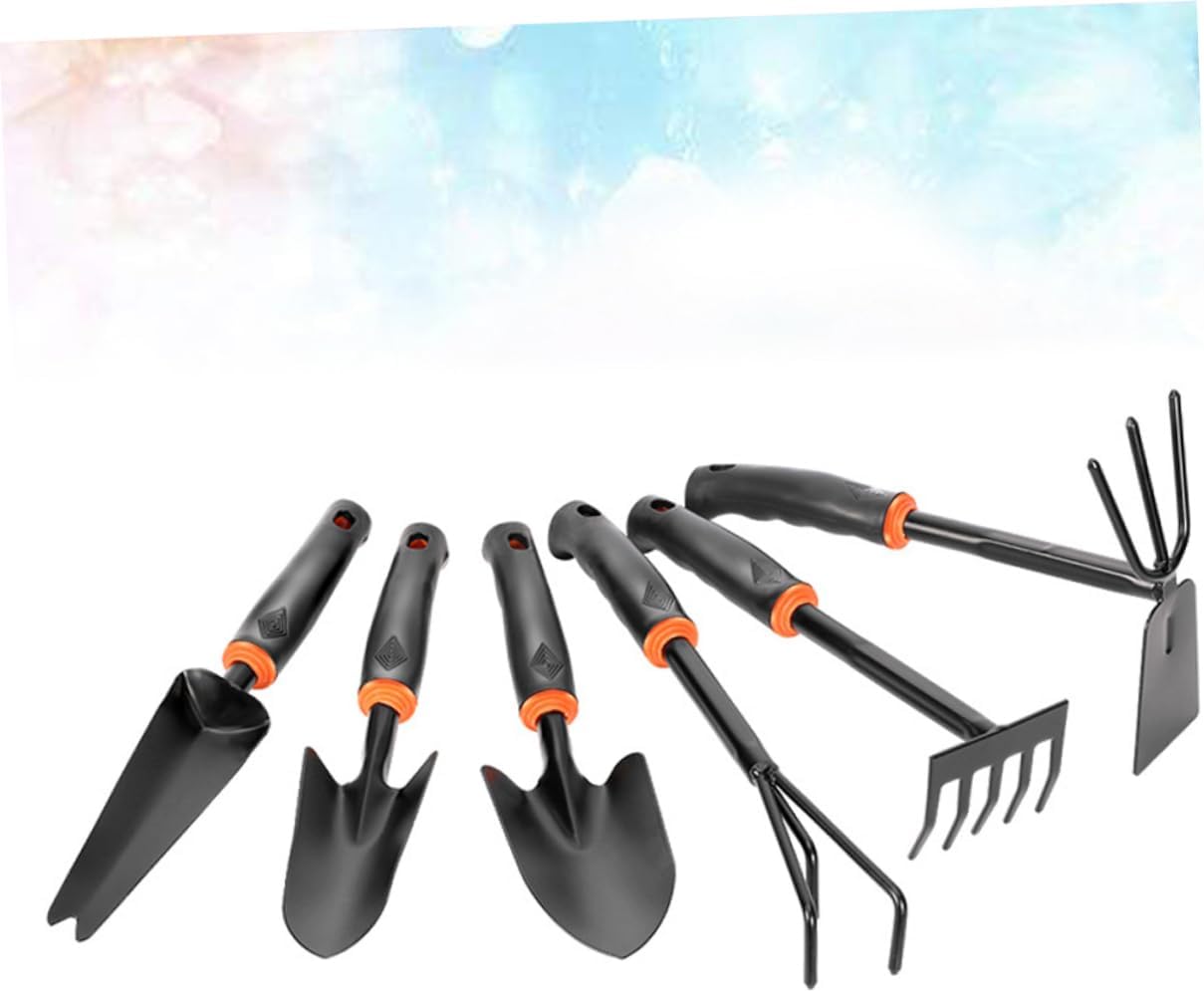 BESTonZON 6pcs Iron Garden Tool Shovel Hoe Rake Hoe Plastic Handle for Purpose Gardening