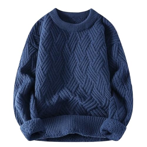 Autumn Winter O Neck Kint Pullovers Men Solid Color Casaul Sweater Loose Knitted Streetwear Warm Pullover