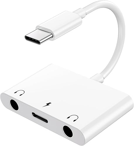 Adaptador de Auriculares para iPad, Divisor de Auriculares para 2 Auriculares, Adaptador de Audio USB C a Jack de 3,5mm 3 en 1 con Carga Rápida