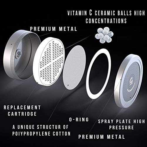 image for AquaHomeGroup Luxury Filtered Shower Head (Metal) 2 Cartridges Vitamin