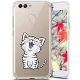 Surakey Compatible avec Coque Huawei P Smart,Transparente Silicone Housse Étui Protection TPU Bumper Téléphone Couverture Crystal Clair Coque pour Huawei P Smart (Chat)