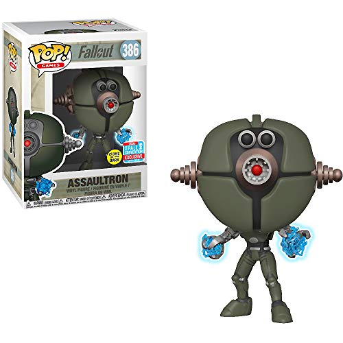 Funko Assaultron [brilla en la oscuridad] (2018 Fall Con Exclusive): Fallout x POP Games Figura de vinilo y 1 paquete de protector gráfico de plástico PET [386 / 33996]