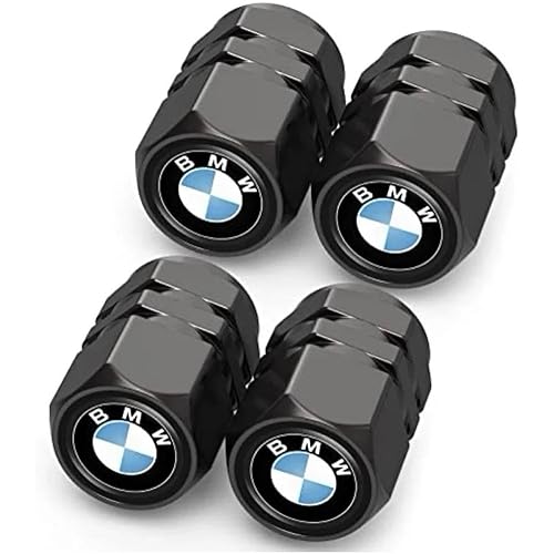 Tire Valve Caps, Valve Stem Caps Fit BMW X1 X3 X7 X5 X6 1 3 5 6 Series Z4 7 M Series, Alloy Car Tire Caps for Corrosion Resistant Leak-Proof Car Accessories, Black